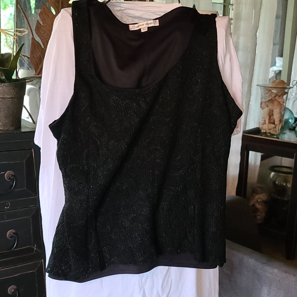 Spencer Alexis black silver shimmer design top